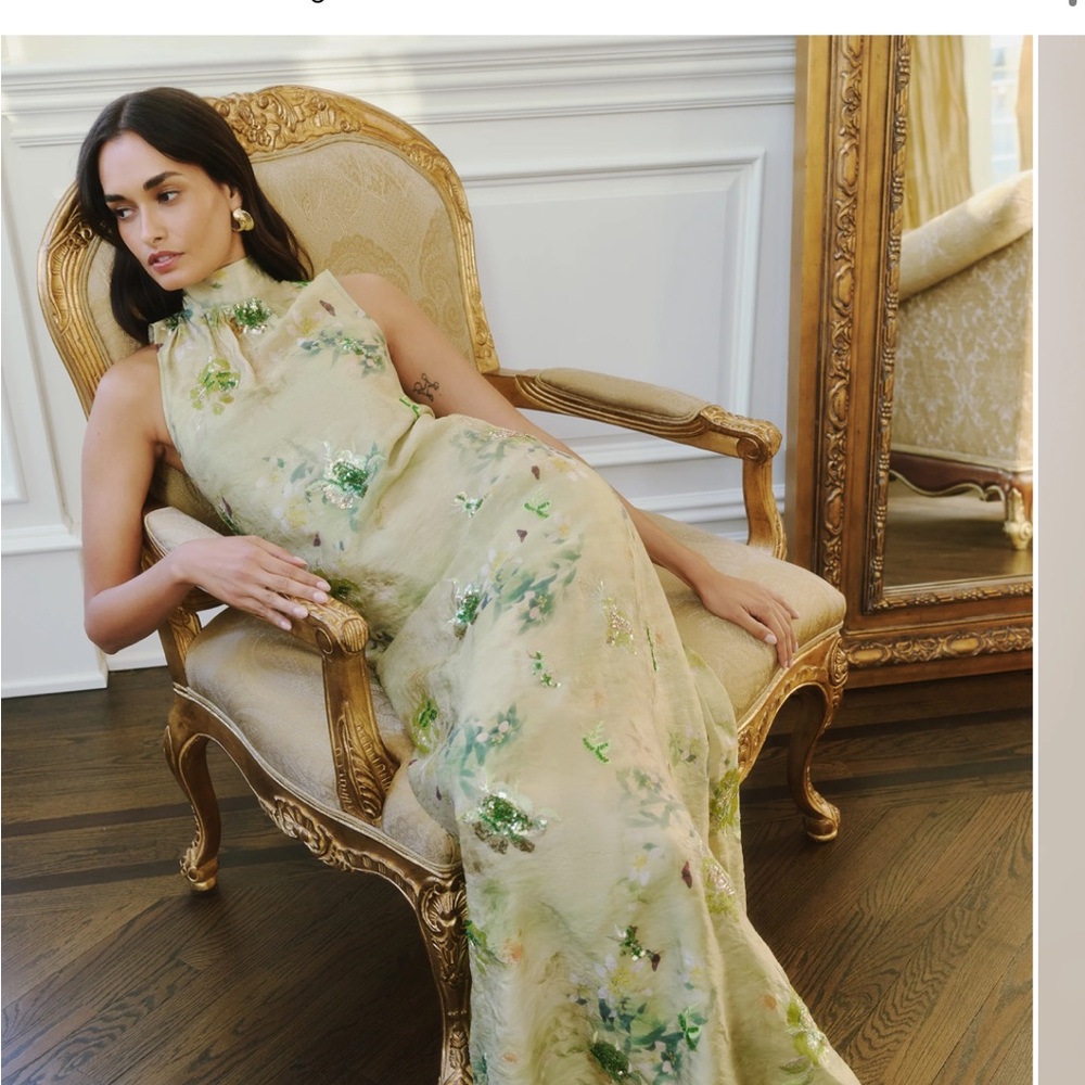 Few Moda Green Floral Sleeveless Maxi Dress